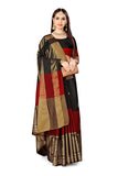 Greciilooks Womens Cotton Blend Half & Half Women Saree For Women (Black)