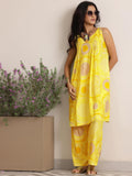 Libas Womens Printed Silk Blend Co-Ord Set For Women Yellow S