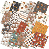 HunnmingRe 20 Pcs 10''x10'' Western Halloween Quilting Fabric Square Cowboy Ghost Precut Quiltted Fabric Cactus Pumpkin Lantern 