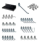 Triton Products DuraHook Epoxy Coated Steel Pegboard Shelf 12 Inch x 6 Inch, Pack of 1 with Hook Assortment Kit, Black