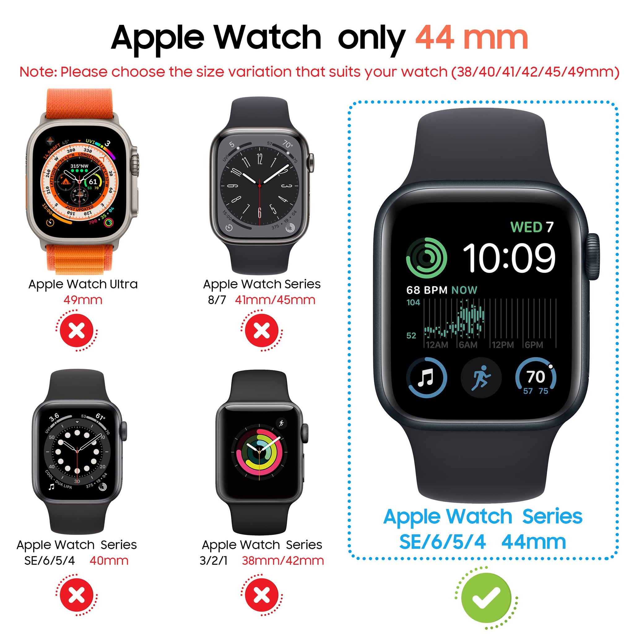 Suoman 2-Pack for Apple Watch 44mm Screen Protector Case,for iWatch Series 8/7/6/5/4/Series SE/SE 2 44mm Protection Cover All-Ar