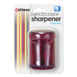 OIC Double Barrel Crayon Sharpener8/BX Manual Pencil Sharpener, Translucent Red 8 Count