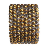 DADIFEN Glass Round Beads Blue Octagon Faceted 6x5mm 100pcs Golden Edge Crystal Loose Beads for DIY Craft Jewelry Making