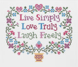 Janlynn Live, Love, Laugh Counted Cross Stitch Kit8X7 14 Count, White