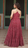 Wedani Faux Georgette Anarkali Kurta Set For Women (In Alpha L Regular Maroon),MAROON,L,Georgette,Anarkali,Kurta