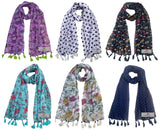 Fusfus WomenS Printed Chiffon Scarves And Stoles, Free Size(Multicolour, Fs1336) Pack Of 6 (Multicolor4)