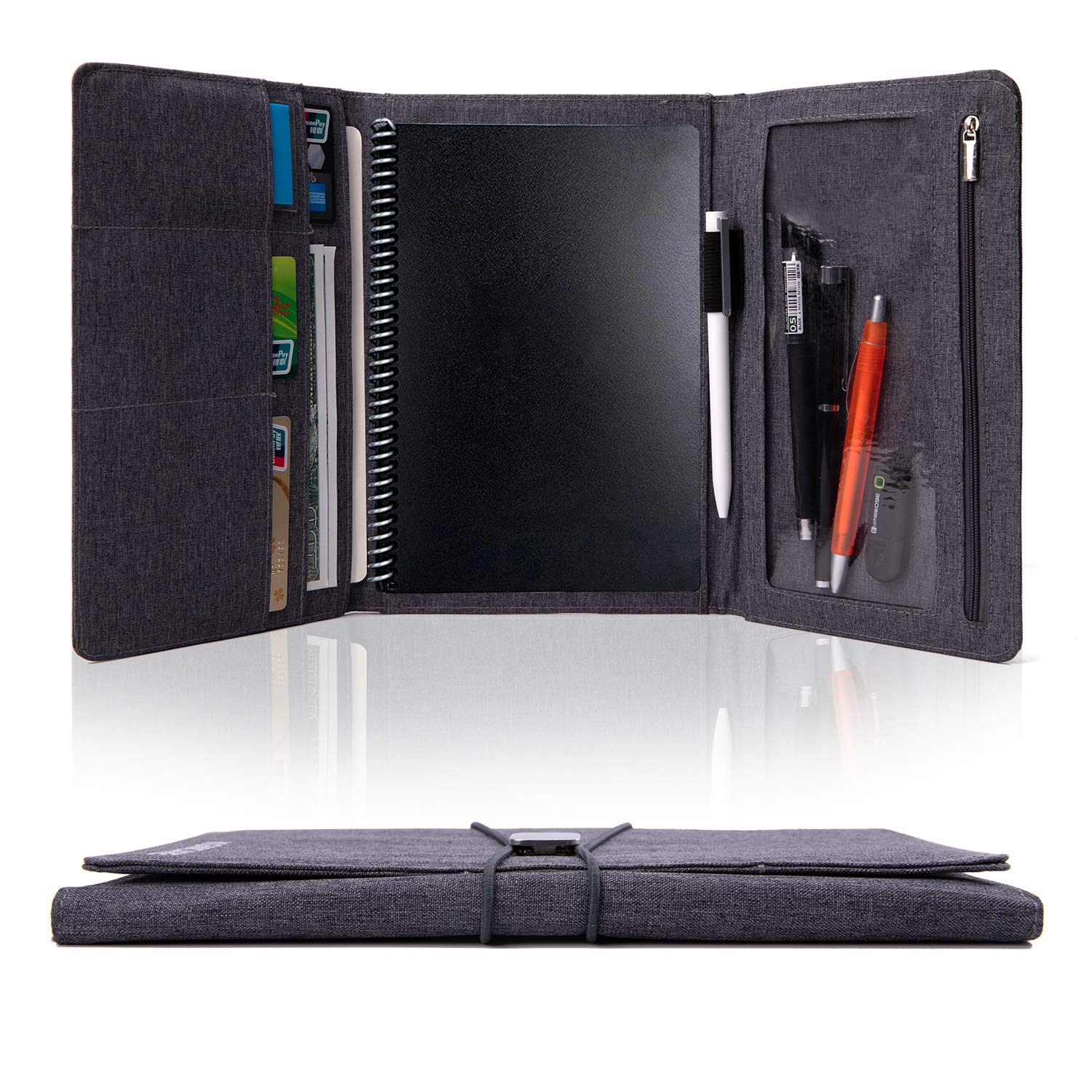 Folio Cover Compatible with Rocketbook Everlast Fusion, Cloth Fabric, Multi Organizer Men & Women Folder with Pen Loop/Phone Poc