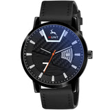 Iik Collection Hunt Series Watches For Men & Boys, Black Dial & Band, Leather Strap, Analogue Display, Date & Time, Long Battery
