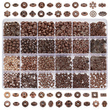 PH PandaHall 1200pcs 24 Styles Metal Spacer Beads Red Copper Spacer Beads, Tibetan Flat Alloy Bead Spacers Antique Loose Beads C