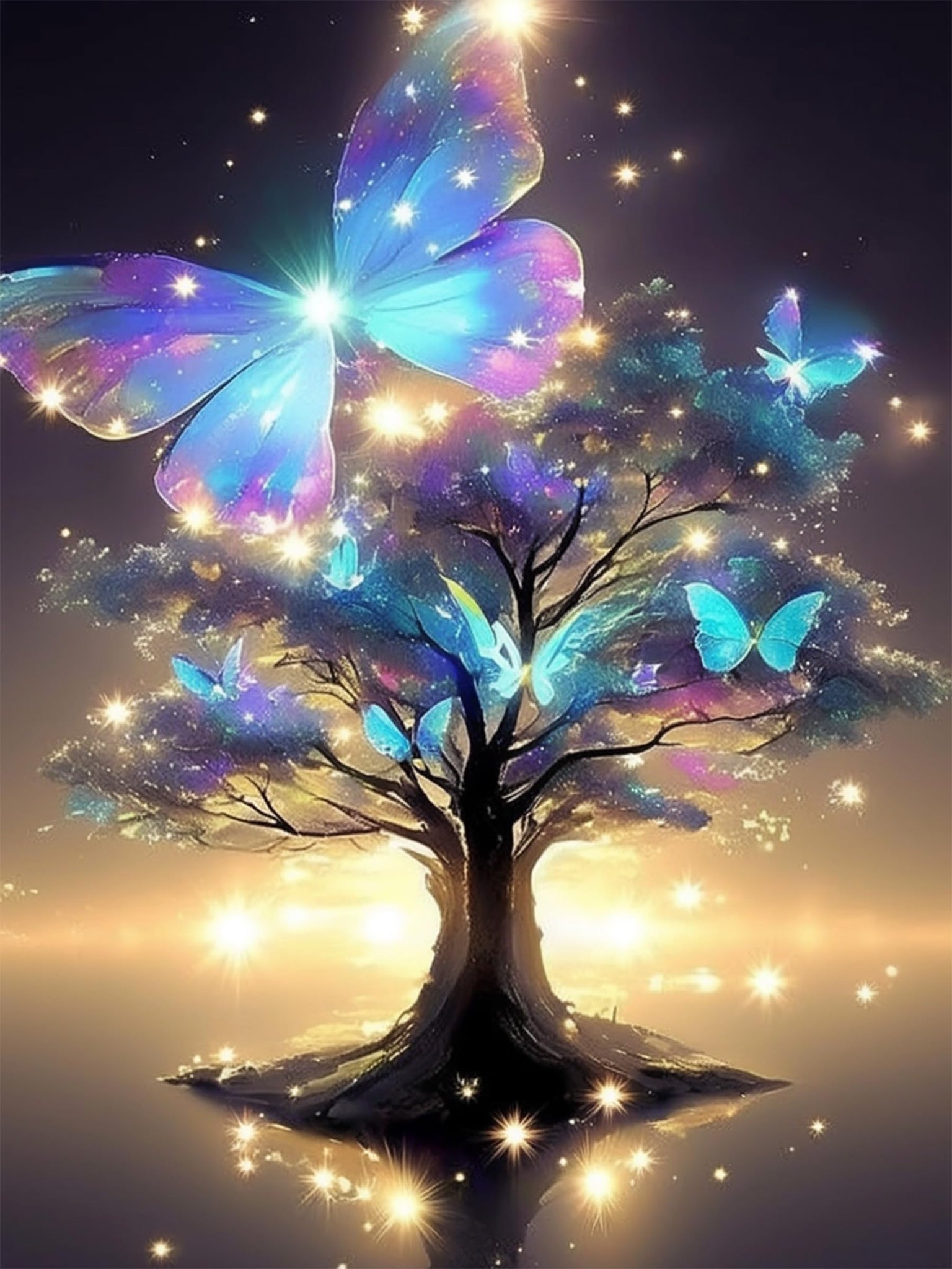 igoodom Diamond Art Kits for Adults, Tree of Life Diamond Painting Kit, Full Drill Round Butterfly Diamond Art Kits, DIY Gem Art