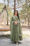 Wedani Georgette Sequins Work Anarkali Kurta Set For Women Green,GREEN,2XL,Georgette,Anarkali,