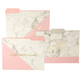 Graphique Blush Marble File Folder Set - File Set Includes 9 Folders and 3 Unique Important Designs, Embellished w/ Gold Foil on