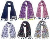 Fusfus WomenS Printed Chiffon Scarves And Stoles, Free Size(Multicolour, Fs1091) Pack Of 6 (Multicolor3)