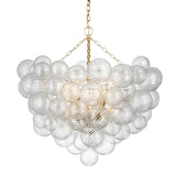 Longree Nordic Bubble Ball Swirled Glass Chandelier, Dia 36 inch Gild Gold and Clear Blown Glass Large Pendant Light Fixture for