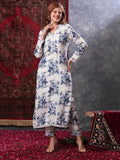 Anni Designer Women'S Rayon Blend Straight Printed Kurta With Pant (Pivar White-Vks02_Xl_White_X-Large),White,XL,,,