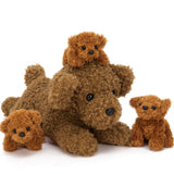 Muiteiur 4 Pcs Dog Stuffed Animals, 18.5 Inch Teddy Dog with Puppies, Brown Dog Plush for Kids Girls Boys, Gift for Birthday The