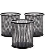 [3 Pack] Pen Holder Pencil Holder for Desk Metal Mesh Office Desk Pen Organizer Holders Medium Sized Black Pen Cup Pencil