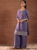 Libas Women'S Silk Blend Embroidered Kurta Set (49221 Purple Purple S