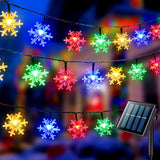 JMEXSUSS Solar Snowflake Lights Outdoor Waterproof, 30.6FT 50 LED Solar String Lights, 8 Modes Christmas Light for Outside Garde
