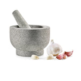 NutriChef 6 Mortar and Pestle Set - Heavy Duty 100% Natural Unpolished Granite - Slip Resistant Molcajete Stone Bowl - Make Fres