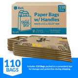 Reli. Paper Bags | 110 Pcs Bulk | 8x4.5x10.25 | Paper Thank You Bags | Brown Kraft Handles | Printed Small Thank You Giftb