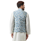 Sojanya (Since 1958, Men'S Silk Blend Blue Printed Only Nehru Jacket, Size: M(Sjr-Nehrujacket-Print-502-38)