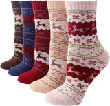 Pinkit Deer Winter Woolen Socks Without Thumb For Women Warm Thick Cozy Thermal Boot Heavy Crew Socks 3 Pairs