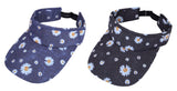 Zacharias Unisex Cotton Denim Printed Visor Sunshade Cap Sf02 (Dark.Blue & Black_Free Size) (Pack Of 2)