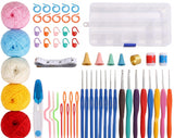 52Piece Crochet Hook Set With 16 Sizes (0.6Mm8Mm) | Ergonomic Soft Grip Crochet Needles Kit With 5 Color Yarn Set, Stitch Mark
