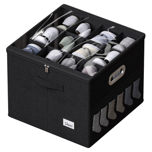 FHSQX Shoe Organizer for Closet,Fits 12 Pair,Shoe Storage Bins with Clear Cover & Adjustable Dividers for Shoes,Shoe Box Storage