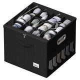 FHSQX Shoe Organizer for Closet,Fits 12 Pair,Shoe Storage Bins with Clear Cover & Adjustable Dividers for Shoes,Shoe Box Storage
