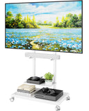ECOTINY Steel Base Rolling TV Stand with Soundbar Mount for 50-90 inch TVs up to 154lbs, Swivel&Tilt Mobile TV Stand with Large 