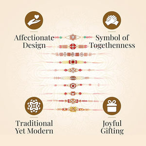 Store Indya Rakhi Set Of 10 For Brother, Bhai A Traditional Symbol Of Love, Blessings, And Togetherness (Design 1),Nylon,Multicolor
