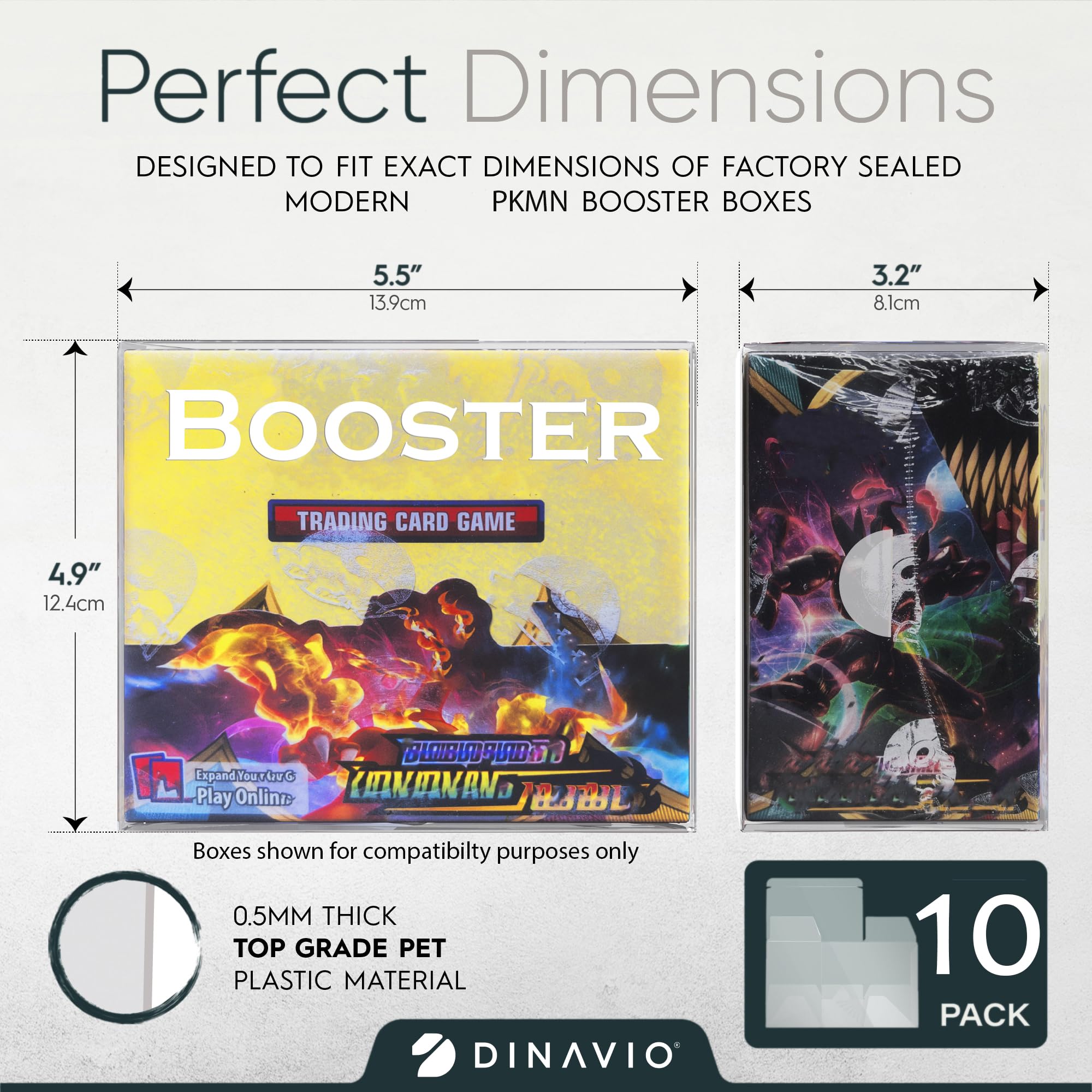Dinavio Crafthouse Plastic PKMN Booster Box Protector 10 Pack - Booster Box Case Display Protectors - Compatible with English PK
