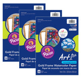 Watercolor Paper, Gold Frame, 9 x 12, 30 Sheets Per Pack, 3 Packs