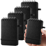 4 Pack Pocket Notebook 2.5 x 4 Inch, Black Leather Top Spiral Mini Notepad