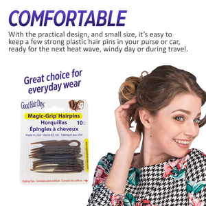 Good Hair Days Hair Pins - Plastic, U-shaped Magic Grip Hairpins, Strong Durable Pins For Fine, Thick & Long Hair, Hair Styling