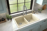 Karran QT-710 Drop-in Quartz Composite 33 in. 1-Hole 50/50 Double Bowl Kitchen Sink in Bisque