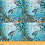 Feelyou Sea Turtle Fabric by The Yard 10 Yards Ocean Creature Anchor Decor Decorative Waterproof Outdoor Fabric Marine Animals U