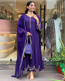 Gosriki Women'S Rayon Blend Anarkali Embroidered Kurta With Pant & Dupatta (Ranibai Blue-Gs_L_Blue_Large),Blue,,B0DP2CBPBC