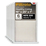 Filtrete 16x25x1 AC Furnace Air Filter, MERV 5, MPR 300, Capture Unwanted Particles, 3Month Pleated 1Inch Electrostatic Air Cl