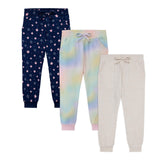 BTween Kids Girls Fashion Stretch Waist Ultra Soft Jogger Pants Set 3 Pack Bundle Blue
