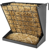 Wall Mount Hay Rack, Heavy-Duty Galvanized Metal 2 in 1 Hay and Grain Feeder, Livestock Feeder with Adjustable Distance, Hay Fee