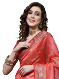 Satrani WomenS Tabby Silk Banarasi Jacquard Saree With Unstitched Blouse Piece(3045S5612NA_Rose Pink2)