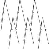 U.S. Art Supply 63 High Heavy Duty Steel Easy Folding Display Easel (Pack of 6 Easels) - Adjustable Height Display Holders - Por