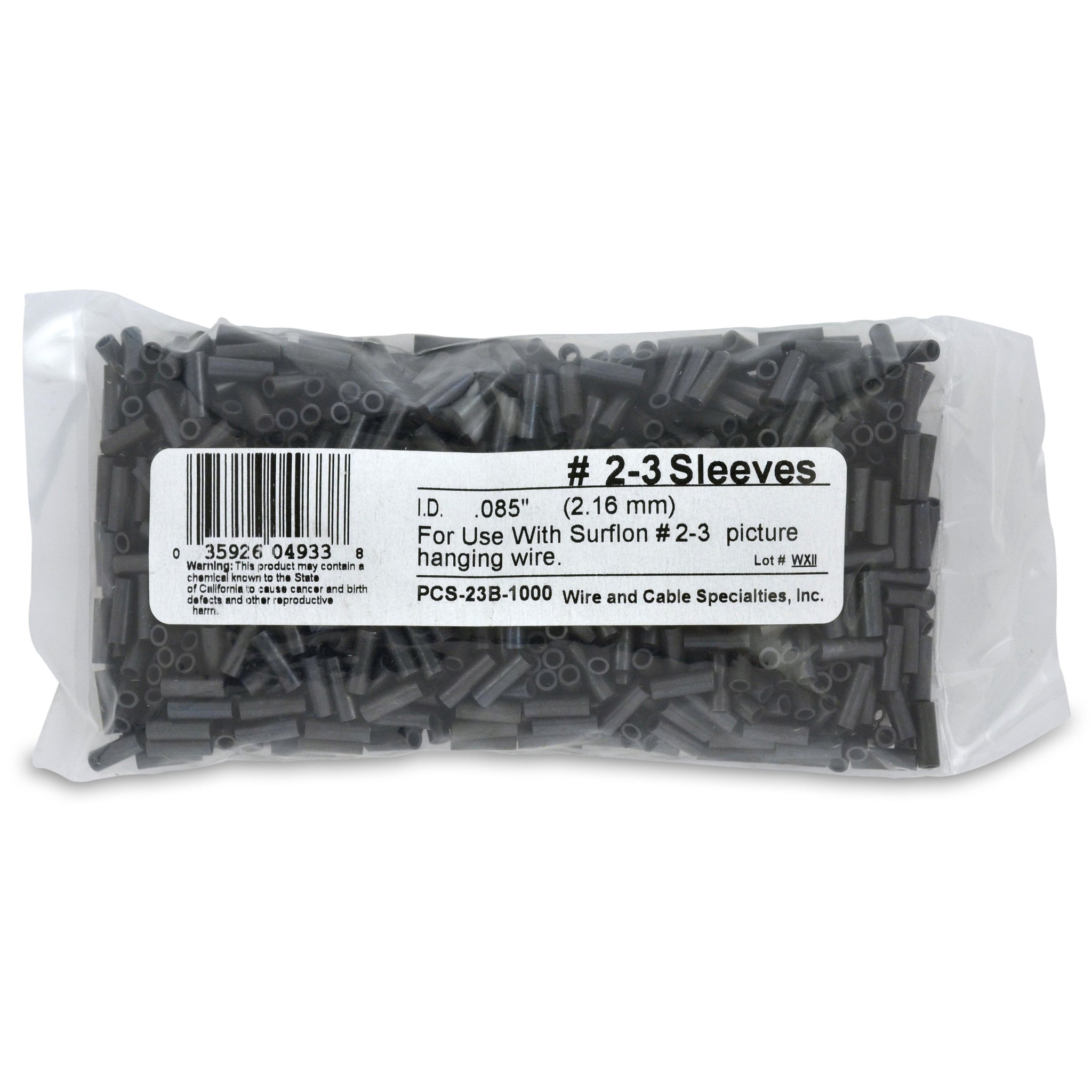 Wcs Crimp Sleevesurflon Size 2-3 - 1000-Piece Picture Wire Crimping Sleeves, Black