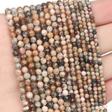 Song Xi 120pcs 3mm Natural Black Stripe Rhodochrosite Gemstone Beads Faceted Round Loose Stone Beads for Jewelry Making (1 Stran