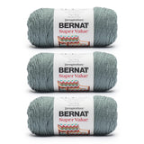 Bernat Super Value Stormy Gray Yarn - 3 Pack of 7oz/197g - 100% Acrylic - #4 Worsted (Medium) 440 Yards - Knitting/Crochet