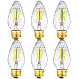 LEOOLS E26 Edison Bulb 6W Equivalent E26 LED Bulb 60 Watt Dimmable 4000K E26 Light Bulb AC120V Neutral White 600lm Flame Wrinkle