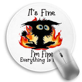 Fire Cat Mouse Pad, Funny Small Round Mouse Pads for Desk, Mini Travel Mousepad for Work Wireless Computer Laptop, Office Desk A